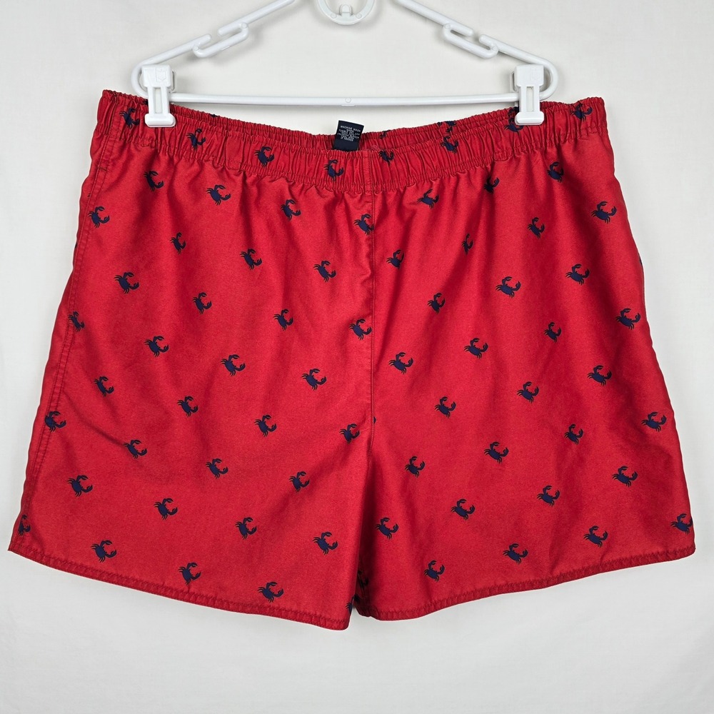 Brooks Brothers Mens XL Red Crab Print Swim Trunks Mesh Lined‎ Board Shorts